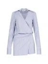 Attico Mini Dress With Stripes And Wrap Design In Blue