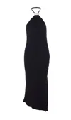 Attico Halterneck Low-back Midi Dress In Black