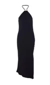 Attico Halterneck Low-back Midi Dress In Black