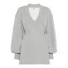 Attico Cotton Jersey V-neck Mini Dress In Gray