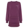 Attico Ruched Cotton-blend Fleece Minidress In Purple