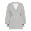 Attico Cotton Jersey V-neck Mini Dress In Gray