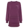 Attico Ruched Cotton-blend Fleece Minidress In Purple