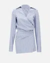 Attico Mini Dress With Stripes And Wrap Design In Blue