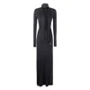 Attico Abito Lungo In Crepe Nero Donna In Black