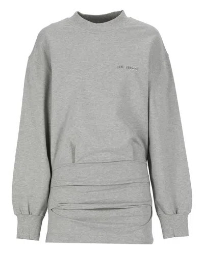 Attico Mini Cotton Dress In Gray