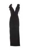 Attico The Abito Lungo Con Ruches In Black
