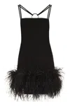 Attico Fujiko Feather-trimmed Minidress In Black