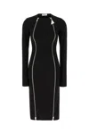 Attico Polyester Dress With Long Sleeves And Fitted Silhouette In Black
