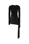 Attico Mini Dress With Thermostrass Studs And Asymmetric Hem In Black