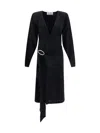 Attico The  Woman Midi Dress Black Size 4 Wool In Black