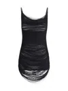 Attico Asymmetric Hem Mini Dress With Charleston Effect In Black