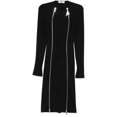 Attico Logoed Zip Puller Midi Dress In Black
