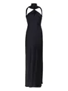 Attico Asymmetrical Midi Dress With Raw Edge Detail In Black
