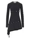 Attico Studded Asymmetric Convertible Dress In Black