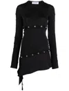 Attico Studded Asymmetric Convertible Dress In Black