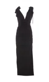 Attico The Abito Lungo Con Ruches In Black