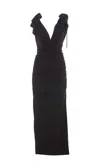 Attico The Abito Lungo Con Ruches In Black