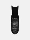 Attico Black Fringed Viscose Blend Knit Midi Dress In Black