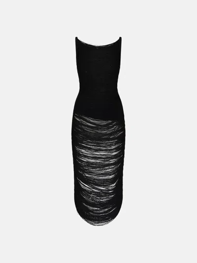 ATTICO THE ATTICO DRESSES GEND - BLACK MIDI DRESS BLACK MAIN MATERIAL: 83% VISCOSE 17% POLYAMIDE, LINING: 8