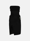 Attico Womens Black Engraved-hardware Bandeau Wool Mini Dress In Black