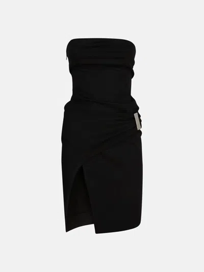 Attico Strapless Side-split Dress In Black