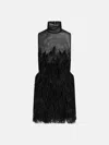 Attico Feather-embroidered Tulle Mini Dress In Black