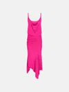 Attico Draped Asymmetric Jersey Midi Dress In Fuchsia