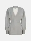 Attico Cotton Jersey V-neck Mini Dress In Gray