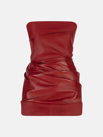 Attico The  Dresses Gend - Vibrant Red Mini Dress Vibrant Red Main Leather: 100% Lamb Leather (ovis A