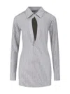 Attico Fitted Grey Mini Dress With Reflective Embellishments In Multi