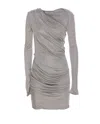 Attico Draped Grey Mini Dress In Gray