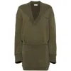 Attico Green Layered Cotton Sweater Dress In Green