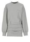 Attico Grey Crewneck Mini Dress With Logo Lettering On The Front And Tight Skirt In Gray