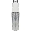 Attico White And Silver Midi Dress In Multi