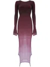 Attico Garter-detailed Ombré-knit Midi Dress In Pink