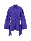 Attico Asymmetric-hem Shirt Dress In Purple