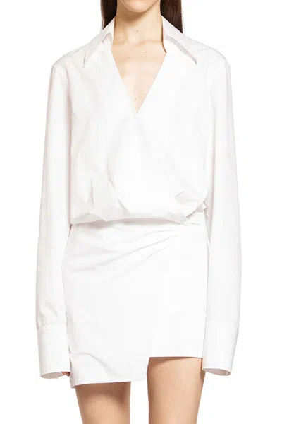 Attico Mini Wrap Chemisier Dress With In White