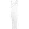 Attico Asymmetrical-neckline Ribbed Midi Dress In White