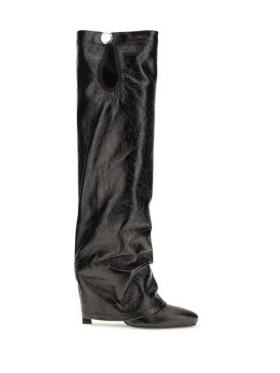 Attico The  Eco-leather Knee-high Boots In Black