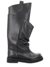 Attico 'passeggiata' Black Boots With Heel-tab And Rubber Sole In Leather Woman In Black