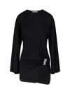 Attico Mini Dress With Distinctive Curling Detail And Logo In Black
