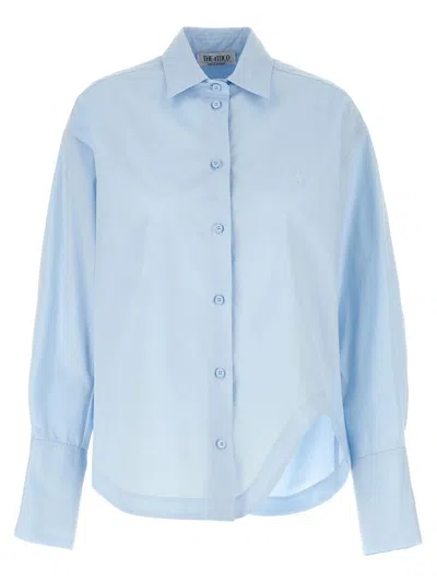 Attico Light Blue Eliza Logo Embroidery Shirt