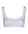 Attico White Cotton Hotfix Crystal Bralette Top In White
