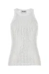Attico Womens Pink Crystal-embellished Ribbed Cotton Tank Top In White