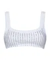 Attico White Cotton Hotfix Crystal Bralette Top In White