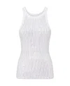Attico White Tank Top With Multicolor Rhinestone In Jersey Woman In White