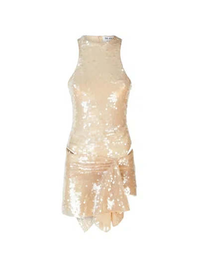 Attico The  Embellished Mini Dress Champagne In Neutrals