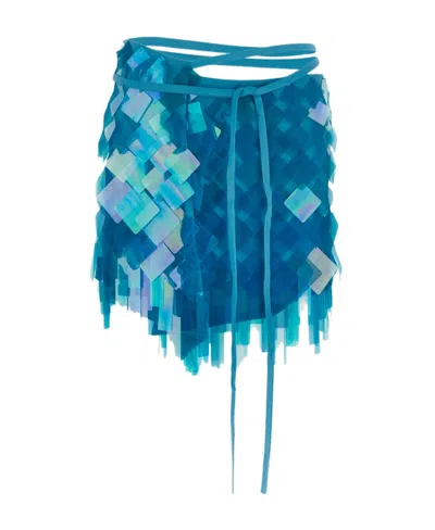 Attico The  Embellished Mini Skirt In Blue