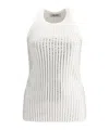 Attico White Tank Top With White Rhinestone In White
